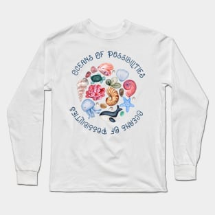 cute oceans of possibilities sea design Long Sleeve T-Shirt